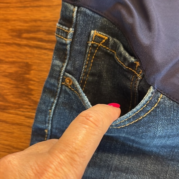 Pinkblush maternity slim straight distressed ripped stretch crop jeans blue 26 - Picture 3 of 12